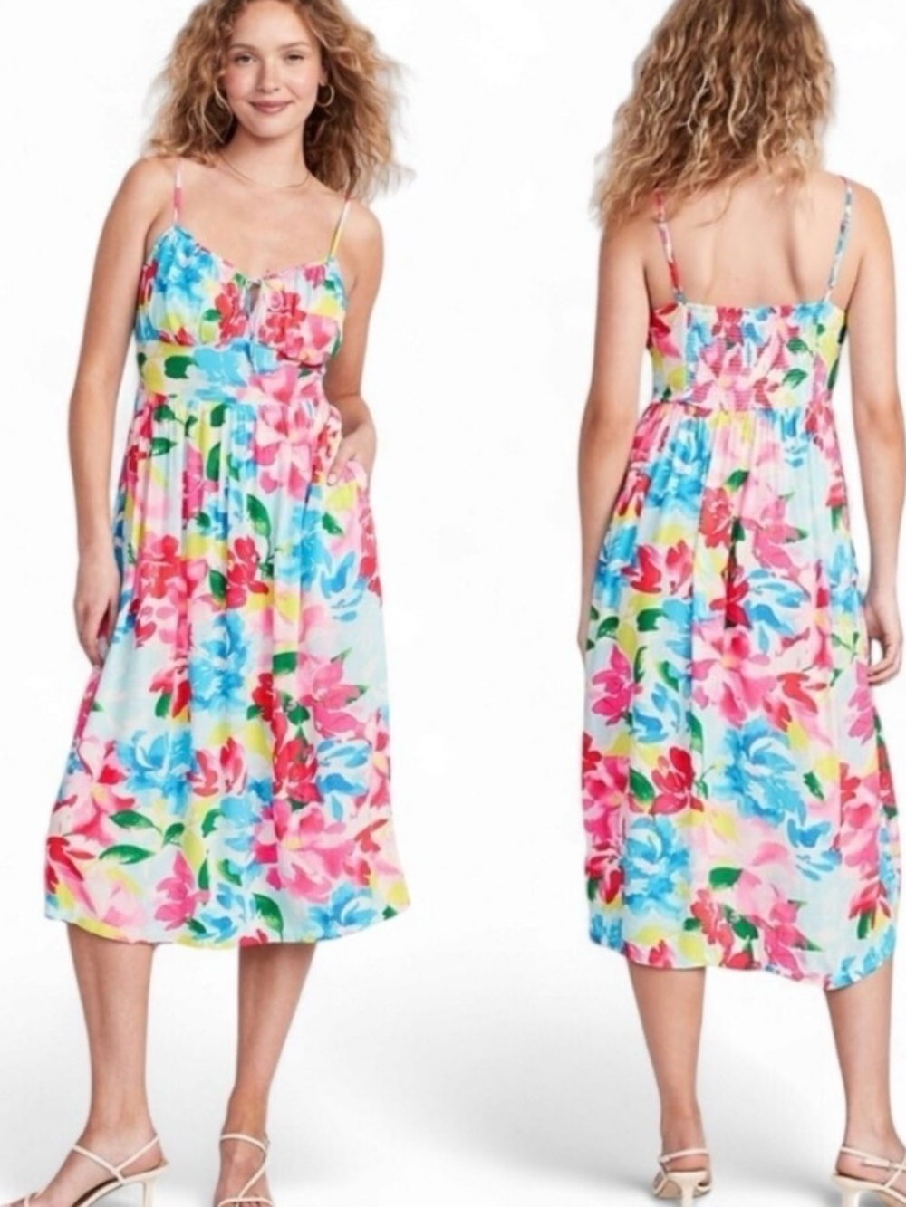 Old Navy Colorful Floral Print Cami Midi Dress